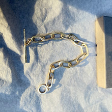 Load image into Gallery viewer, T bar hand forged sterling silver bracelet