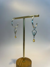Load image into Gallery viewer, Sterling silver hand forged citrine hoops.