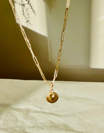Heart coin pendant on paperclip chain
