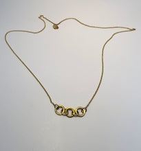 Load image into Gallery viewer, Modern Hand-Forged Gold Trio Circle Necklace – Recycled 9-Carat Gold
