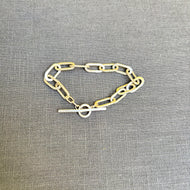 T bar hand forged sterling silver bracelet