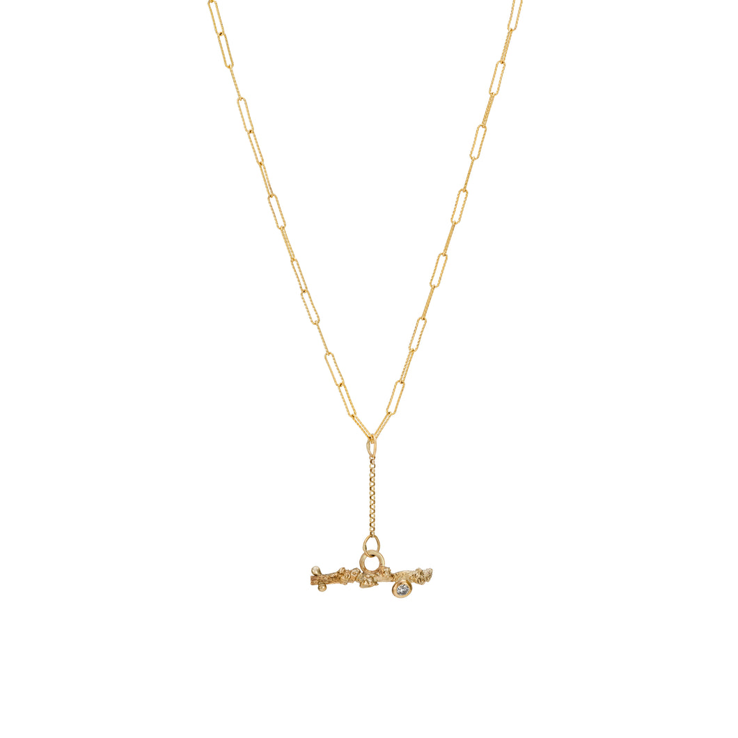 Handcrafted Mulberry Twig Necklace with Diamond Detail