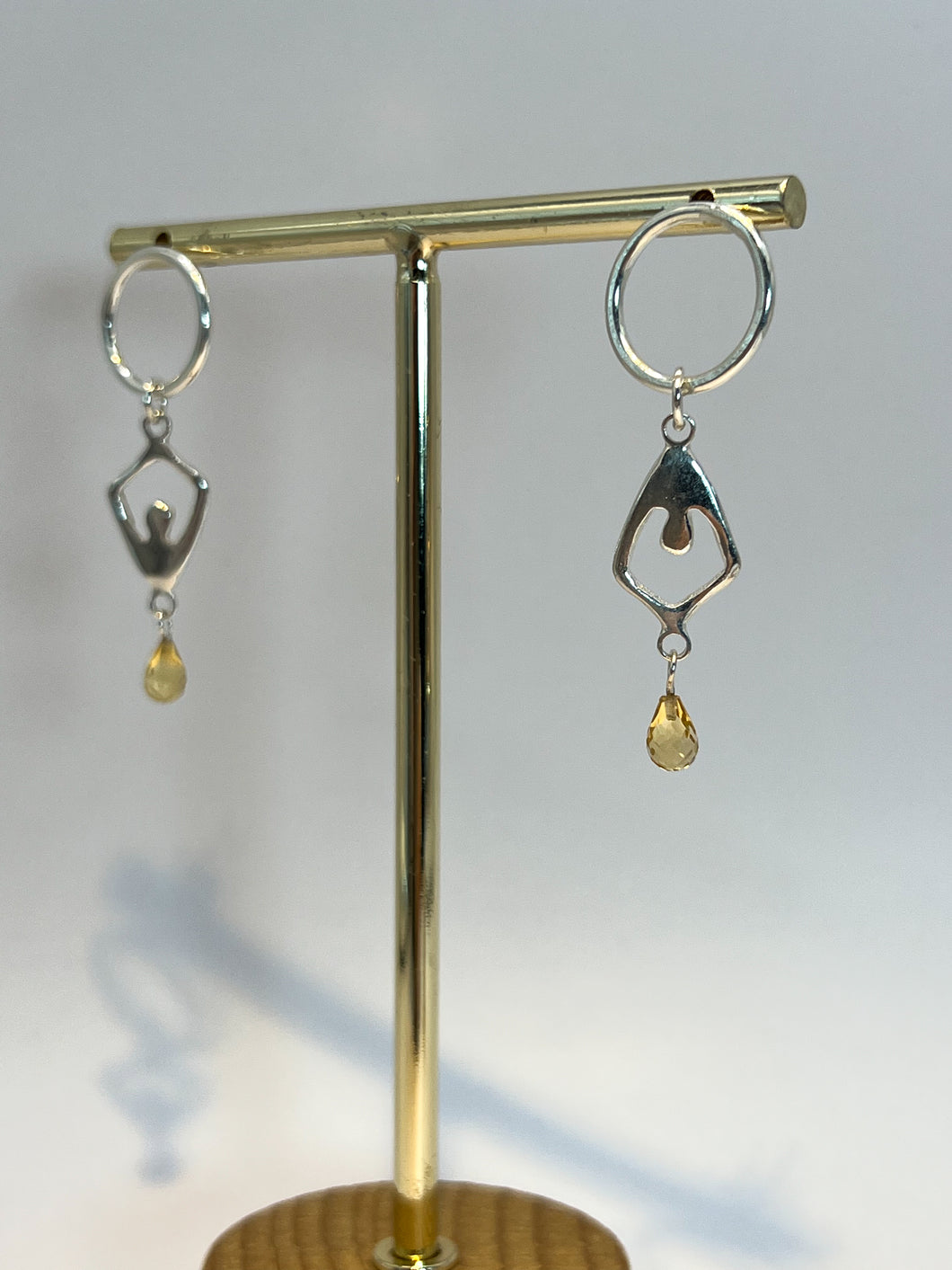 Asymmetrical  Inner Peace citrine earrings