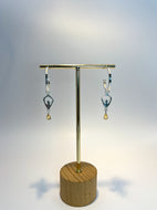 Sterling silver hand forged citrine hoops.