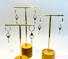 Load image into Gallery viewer, Sterling silver hand forged citrine hoops.
