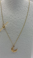 Gold moon necklace with T bar clasp